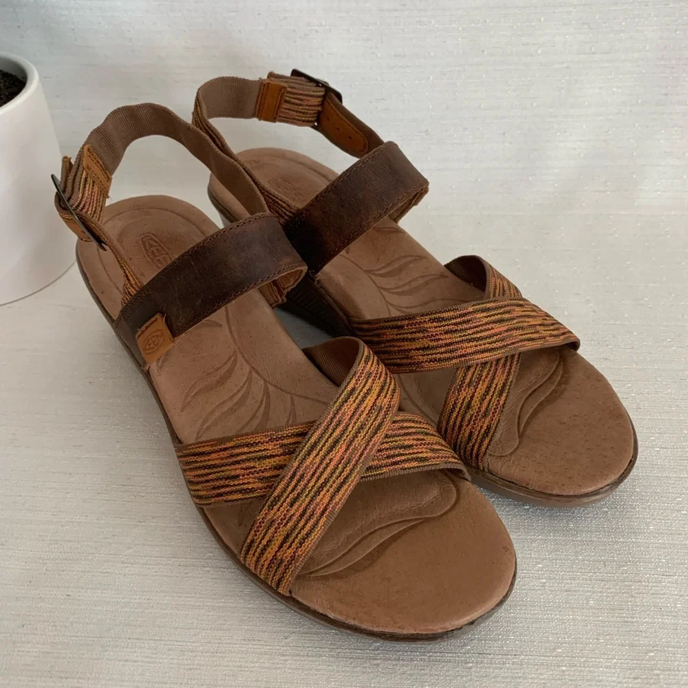 New KEEN Skyline Brown/Thrush Leather Wedge Sandals Woman’s 8.5 - Picture 7 of 13
